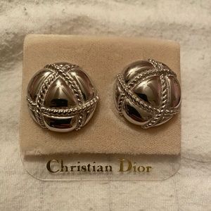 Silver Christian Dior, clip on earrings.